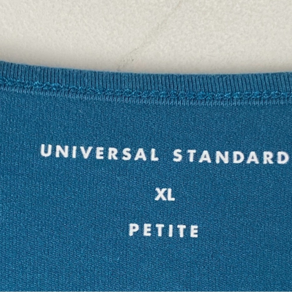 Universal Standard Geneva Dress Teal Asymmetric Size XL Petite Short Sleeve, 24 - Picture 4 of 6